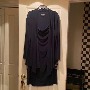 Jessica Howard 2 pc navy sleeveless dress with cardigan